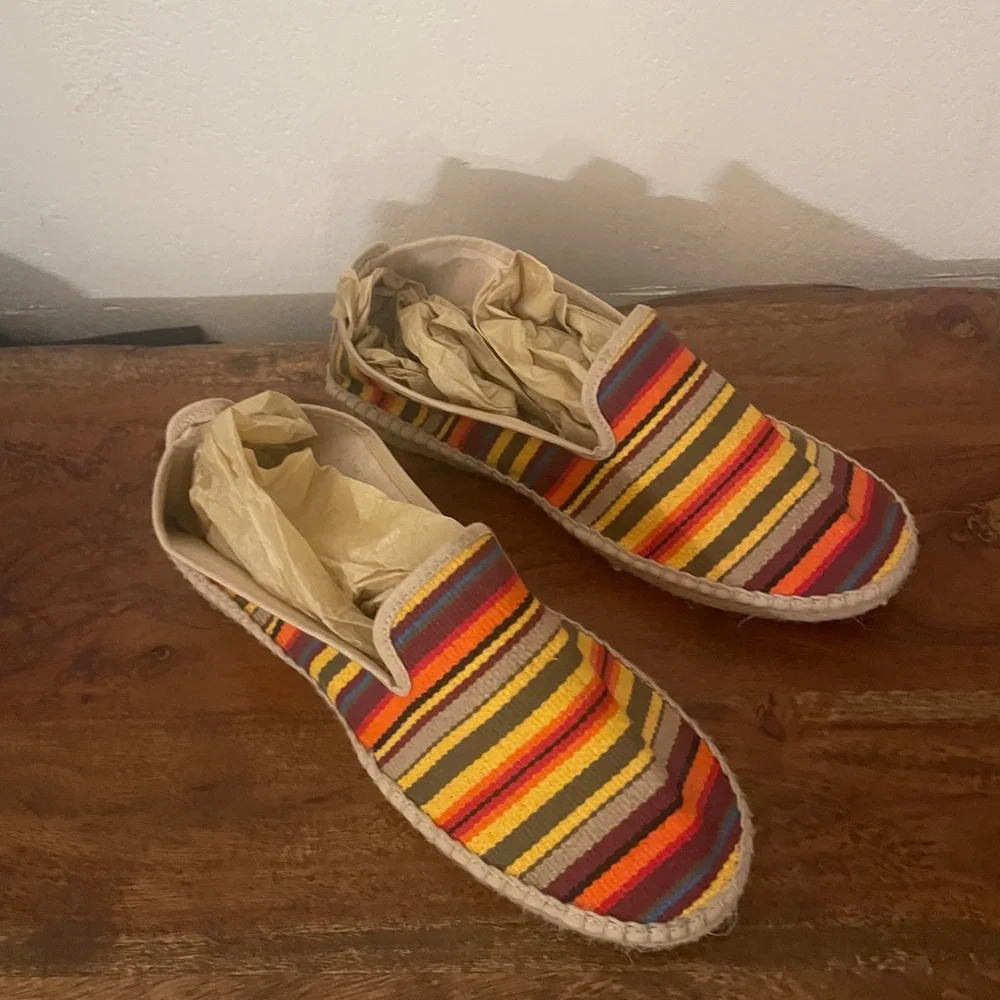 Alpargatas Handmade Woven Striped Espadrilles – Colorful Boho Flats EU 38